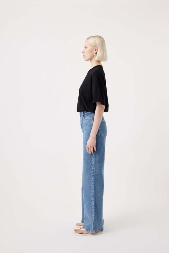  아웃랜드 데님 데님 팬츠 엘리 하이 와이드 레그 진 메리디안 미드 블루 - OUTLAND DENIM