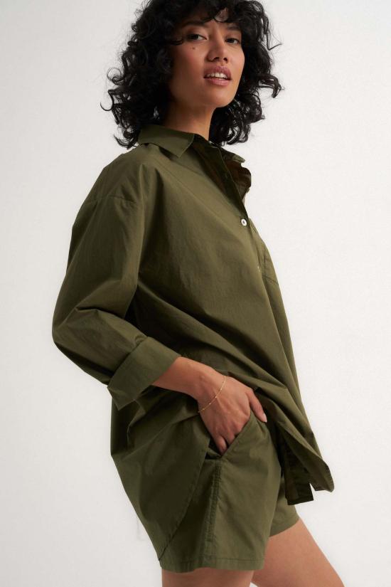  비 아이들 숏팬츠 Be Idle Poplin Boxer Short Olive - BE IDLE