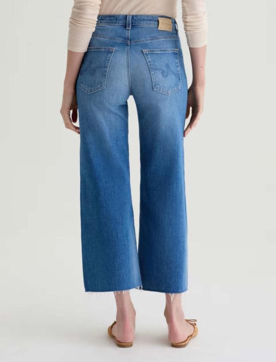  아드리아노 골드슈미드 데님 팬츠 Ag Jeans Saige 와이드 레그 크롭 - ADRIANO GOLDSCHMIED