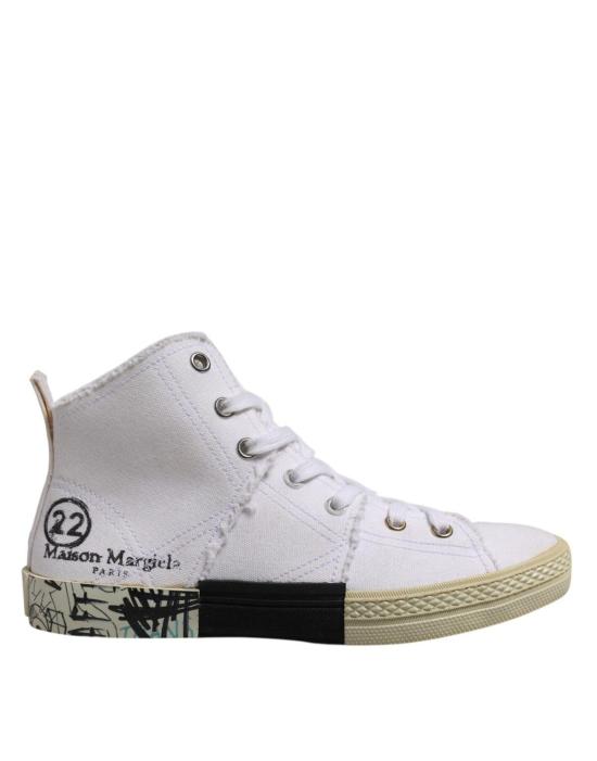  마르지엘라 스니커즈 메종  레이스업 미드탑  화이트 - MAISON MARGIELA