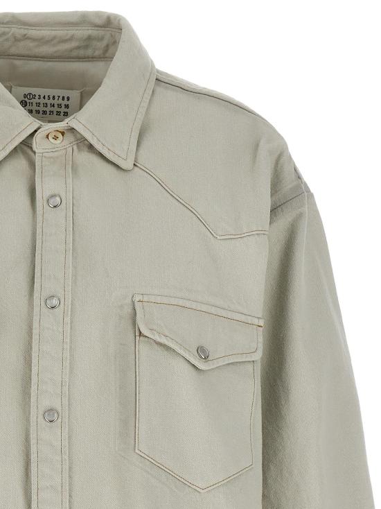  마르지엘라 데님 셔츠 메종  패딩 코튼 데님 오버셔츠 화이트 - MAISON MARGIELA