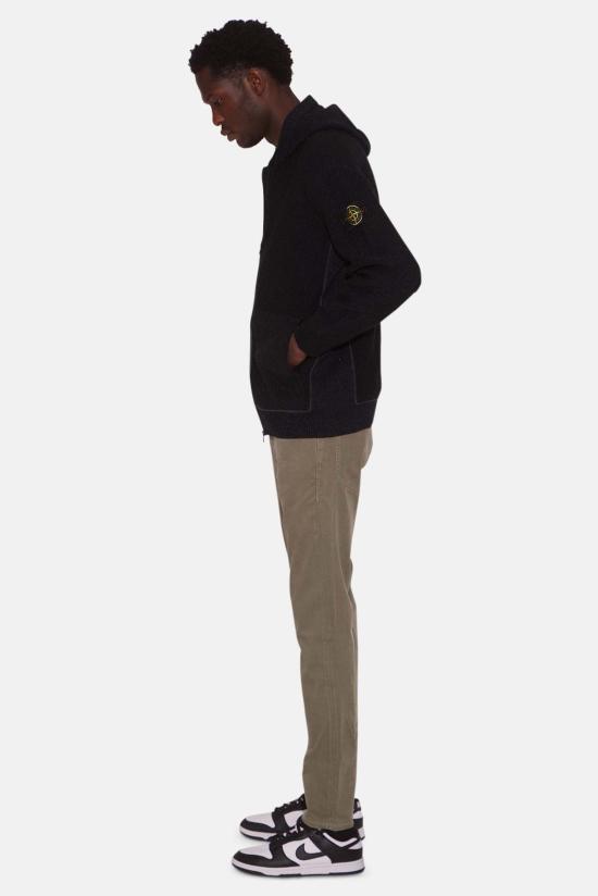  스톤 아일랜드 집업 니트 후드 지퍼 카디건 페트롤 - STONE ISLAND