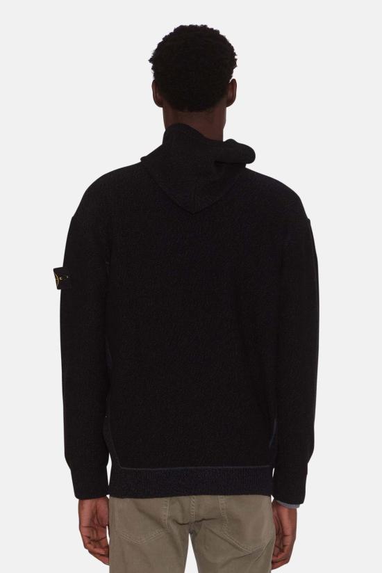  스톤 아일랜드 집업 니트 후드 지퍼 카디건 페트롤 - STONE ISLAND