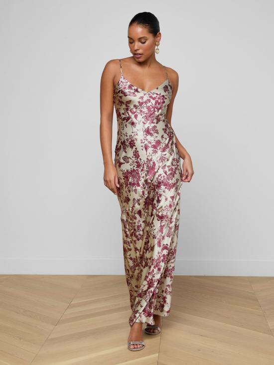  라장스 롱 원피스 L'agence Serita 실크 가운 더스키 오키드 - L'AGENCE