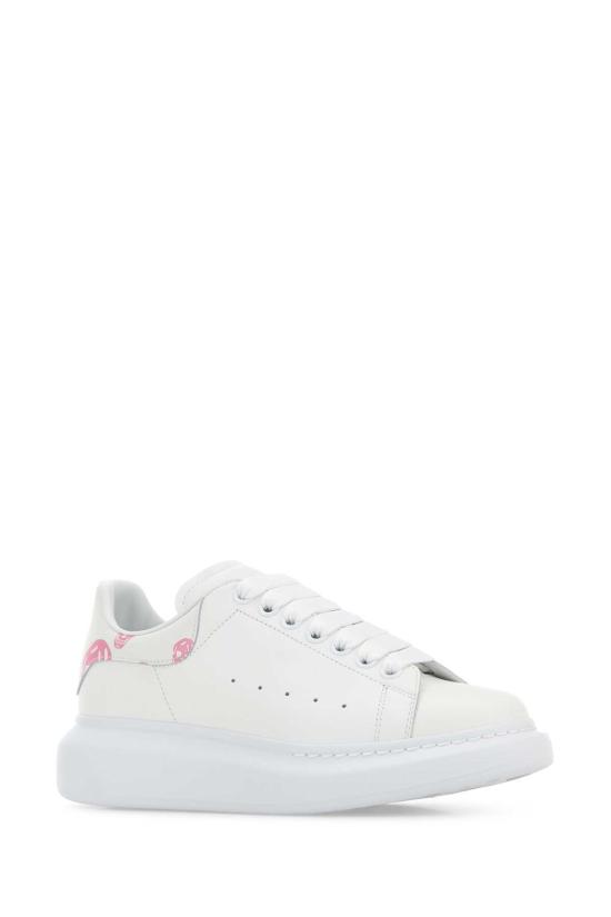  알렉산더 맥퀸 스니커즈 화이트 가죽 , 프린트 힐, 화이트/핑크 - ALEXANDER MCQUEEN