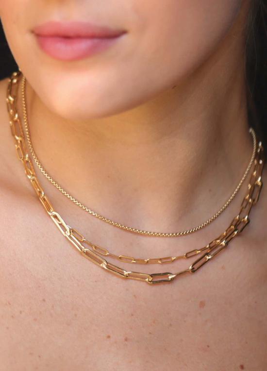  마라 카리조 스칼리세 목걸이/팬던트 마이크로 직사각형 체인 초커 14K 골드 필드 - MARA CARRIZO SCALISE