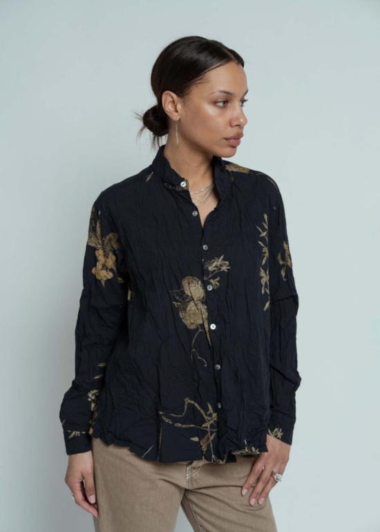  파드칼레 블라우스 Pas De Calais 자포니즘 플라워 프린트  네이비 - PAS DE CALAIS
