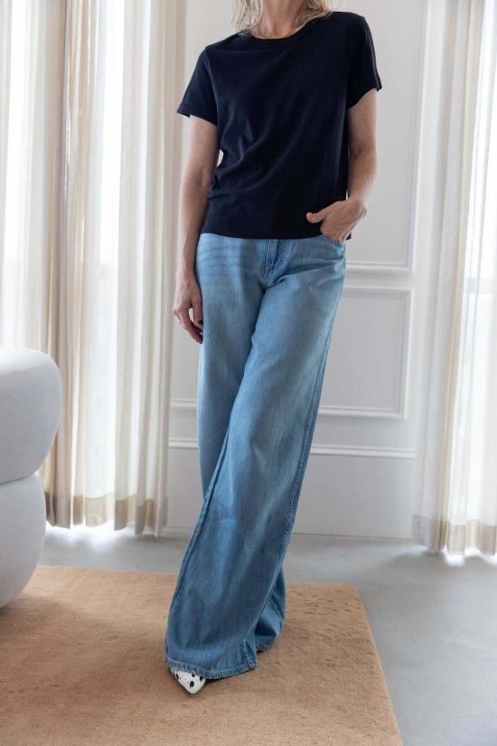  아모 데님 데님 팬츠 레지나 미드라이즈 와이드 레그 진 - AMO DENIM