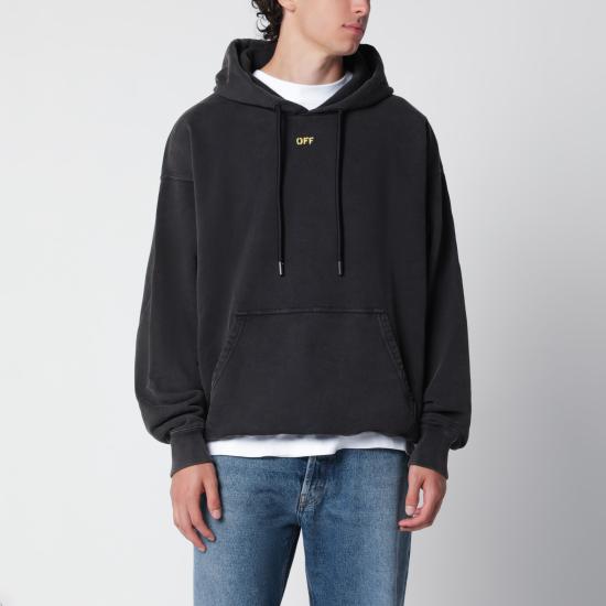 26SS 오프화이트 후드 티셔츠 OMBB085S26FLE00B Black