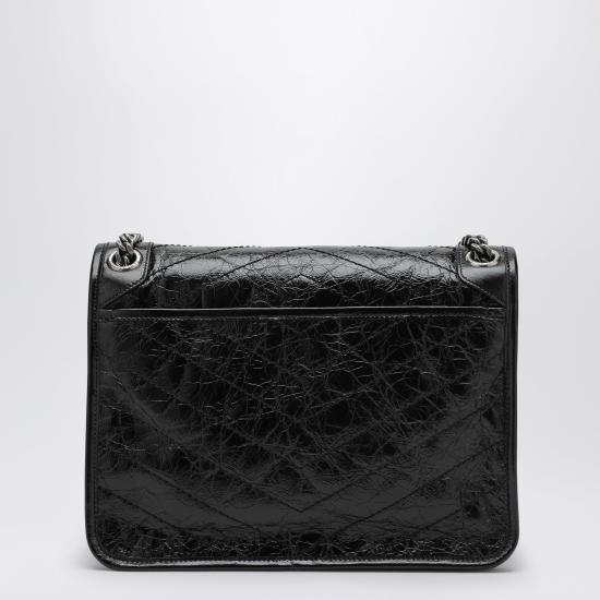 26FW 생로랑 크링클 빈티지 레더 미디움백 6331580EN04 Black - SAINT LAURENT