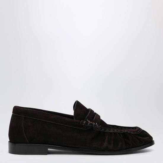 26FW 생로랑 레 로퍼 카산드라 스웨이드 페니 로퍼 8189082W5AA Brown
