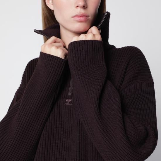 26FW 쿠레쥬 긴팔 티셔츠 326MPU278FI0085 Burgundy - COURREGES