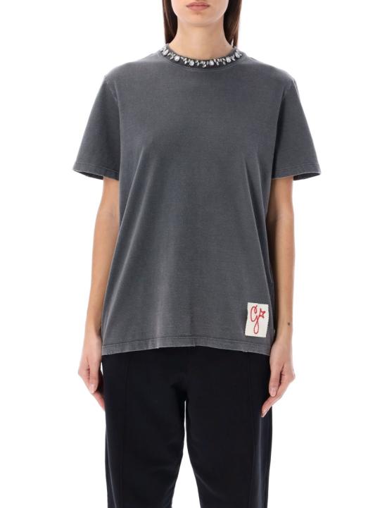 26FW 골든구스 크리스털 레귤러 반팔 티셔츠 GWP01220P00067060318 Grey - GOLDEN GOOSE