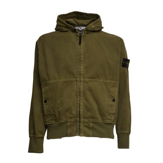 26SS 스톤 아일랜드 오가닉 파나마 코튼 올드 이펙트 오버사이즈 핏 집 업 후드 자켓 L1S156100068 S0184 Black