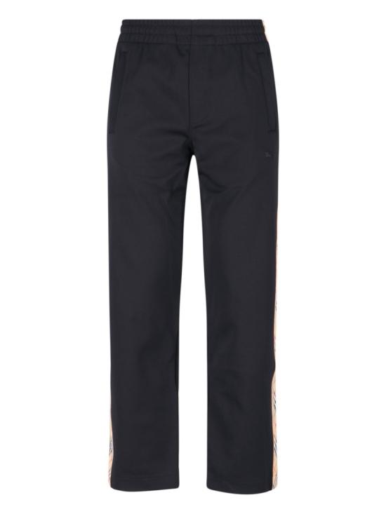 26FW 버버리 체크 트리밍 코튼 블렌드 트랙 팬츠 8110564A1189 Black