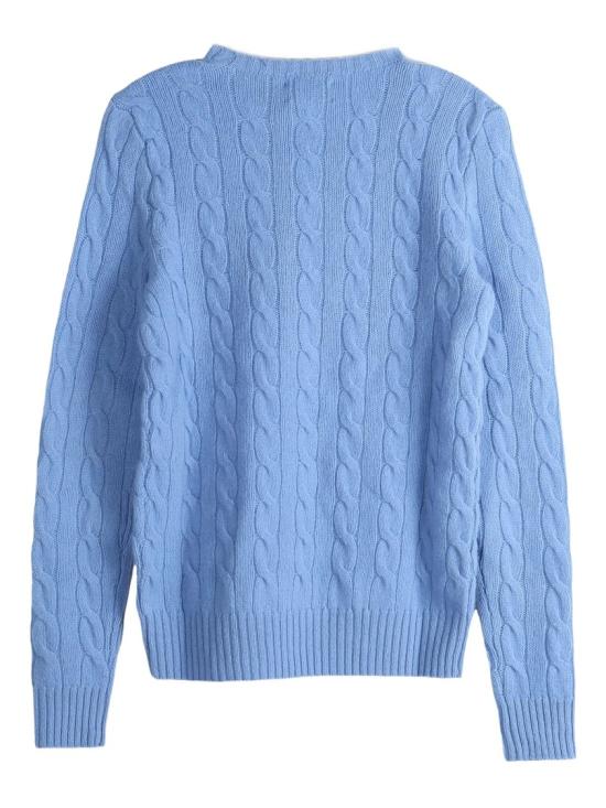 26FW 폴로 랄프로렌 폴로 자수 케이블 니트 스웨터 211 971865 Blue - POLO RALPH LAUREN