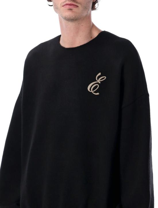25FW 피어오브갓 엠브로이더드 와플 크루넥 스웨터 192HO254331FVB Black - FEAR OF GOD