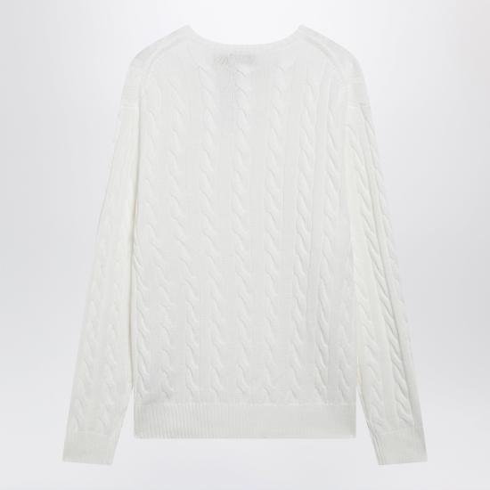 26FW 폴로 랄프로렌 로고 자수 케이블 니트 스웨터 710775885033CO White - POLO RALPH LAUREN