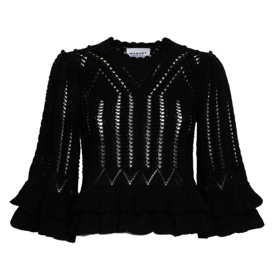 26SS 이자벨마랑 노르마 스웨터 프릴 코튼 니트 PU0835FAD1L04E Black