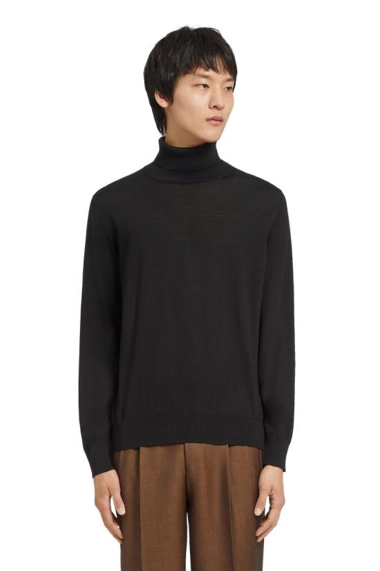 25FW 에르메네질도제냐 니트웨어 E8J00 120 3K09 Black - ERMENEGILDO ZEGNA
