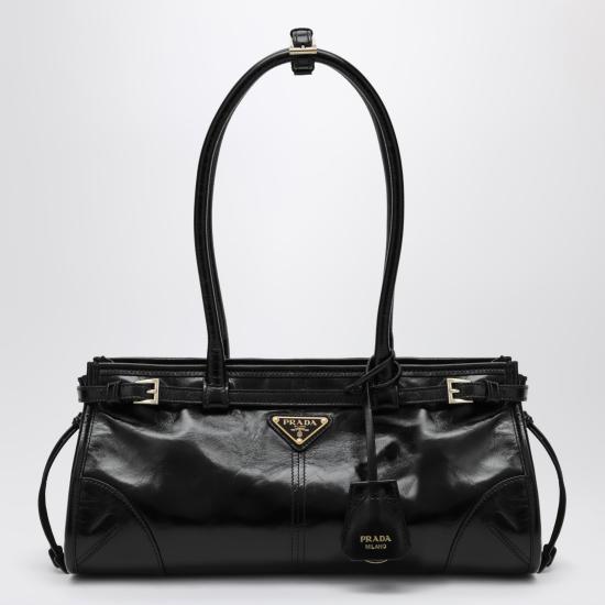 26FW 프라다 보니 미디움 스웨이드 핸드백 1BA426MOM2CYR Black