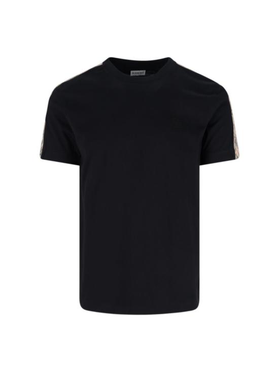 26FW 버버리 체크 트리밍 코튼 티셔츠 8106248A1189 Black