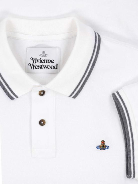 26FW 비비안웨스트우드 스크리블 체크 코튼 반팔 폴로 셔츠 2H01000Y J00AUA401 White - VIVIENNE WESTWOOD