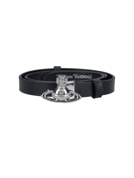 26FW 비비안웨스트우드 스몰 오브 버클 가죽 벨트 82010088W L00CHN401 Black