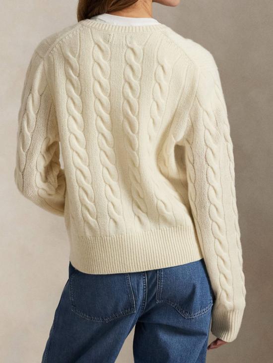 26FW 폴로 랄프로렌 로고 자수 크루넥 가디건 211 972104 White - POLO RALPH LAUREN