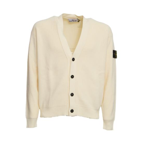 26SS 스톤 아일랜드 립드 소프트 오가닉 코튼 브이넥 가디건 L1S155100009 S00D8 Neutrals