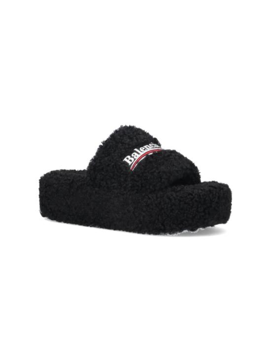 26FW 발렌시아가 퍼리 플랫폼 슬라이더 762826 W14C21096 Black - BALENCIAGA