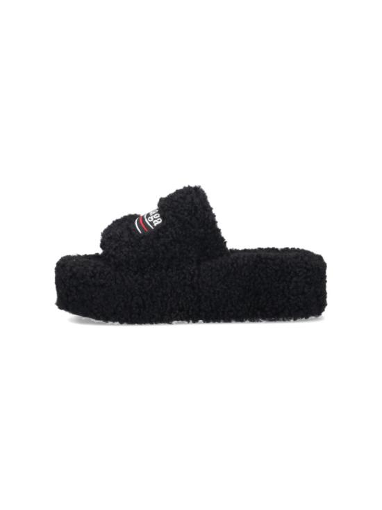 26FW 발렌시아가 퍼리 플랫폼 슬라이더 762826 W14C21096 Black - BALENCIAGA