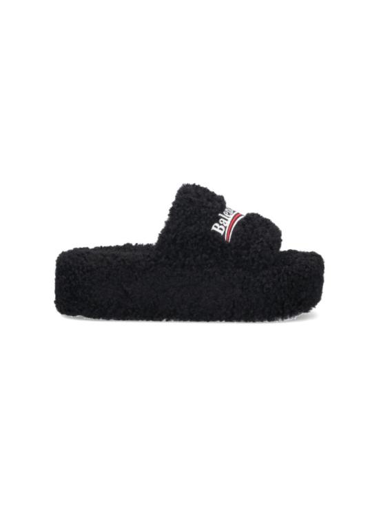 26FW 발렌시아가 퍼리 플랫폼 슬라이더 762826 W14C21096 Black