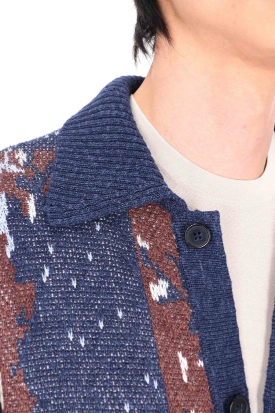 26SS 오피신 제네랄 니트웨어 MKNT307NV COCOA BLUE WH Grey - OFFICINE GENERALE