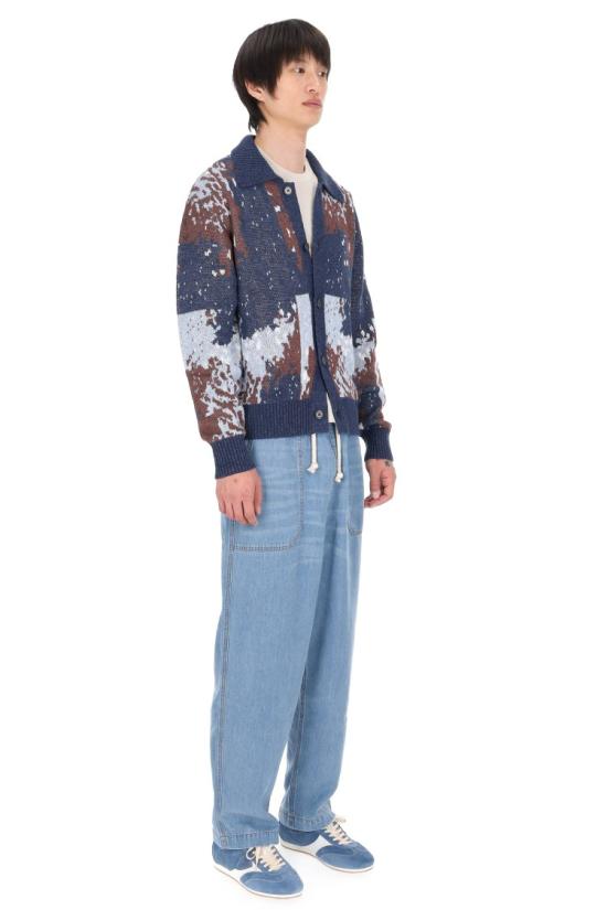 26SS 오피신 제네랄 니트웨어 MKNT307NV COCOA BLUE WH Grey - OFFICINE GENERALE