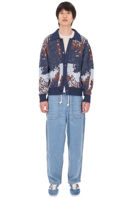 26SS 오피신 제네랄 니트웨어 MKNT307NV COCOA BLUE WH Grey - OFFICINE GENERALE