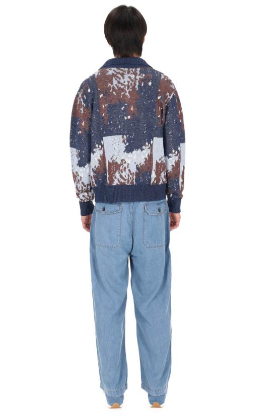 26SS 오피신 제네랄 니트웨어 MKNT307NV COCOA BLUE WH Grey - OFFICINE GENERALE