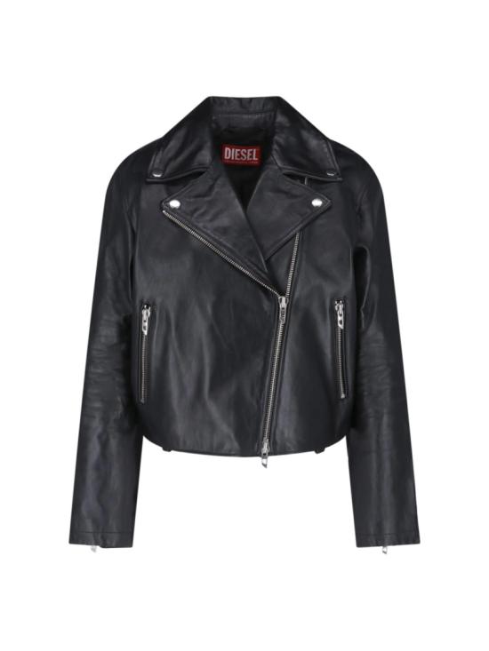 26FW 디젤 L-UNATIC 왁스드 레더 자켓 A21902 0CECH9XX Black