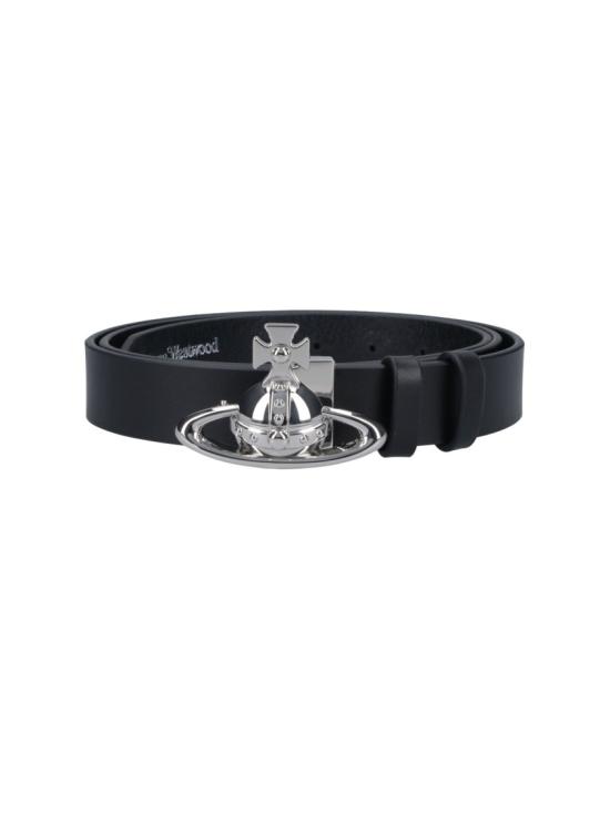 26FW 비비안웨스트우드 ORB 로고 가죽 벨트 82010087U L00CHN401 Black