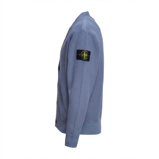 26SS 스톤 아일랜드 립드 소프트 오가닉 코튼 브이넥 가디건 L1S155100009 S00D8 Blue - STONE ISLAND