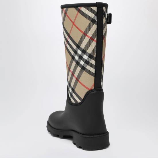 26FW 버버리 러버 마쉬 스탬프 하이 부츠 8111677170480 Black - BURBERRY