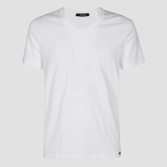 26FW 톰포드 V넥 반팔 티셔츠 T4M09 1040100 WHITE - TOMFORD