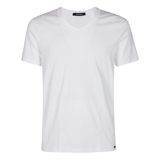 26FW 톰포드 V넥 반팔 티셔츠 T4M09 1040100 WHITE