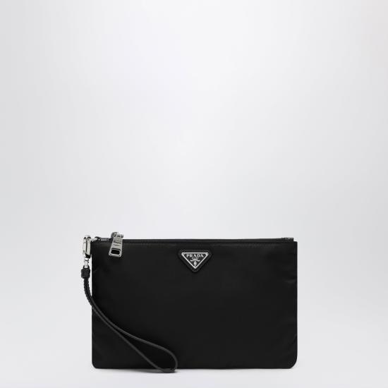 26FW 프라다 리나일론 사피아노 레더 파우치 2NH0042DMH Black
