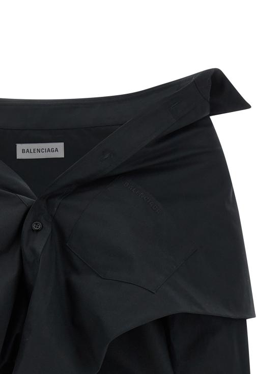 26SS 발렌시아가 블라우스/셔츠 크롭 셔츠, 오프숄더 셔츠 및 블라우스 블랙 - BALENCIAGA