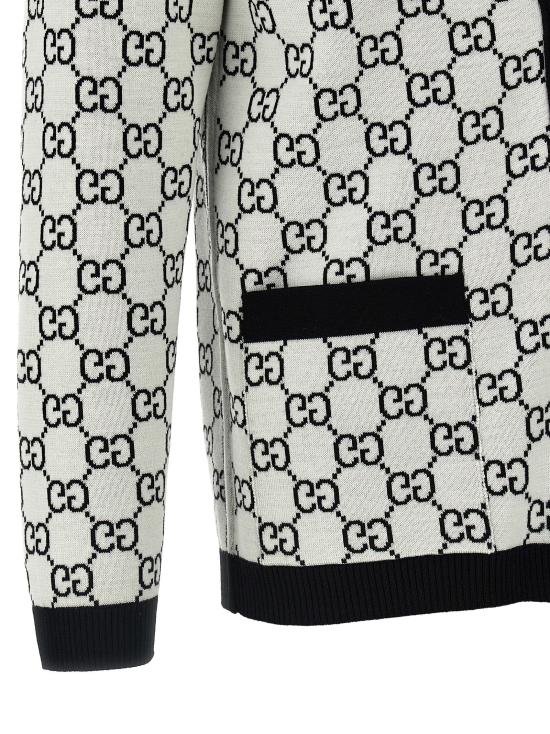 26SS 구찌 니트웨어 GG 리버서블 가디건 스웨터 및 가디건 화이트/블랙 - GUCCI