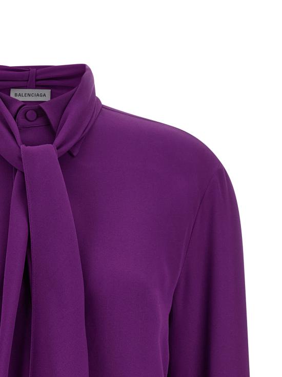 26SS 발렌시아가 블라우스/셔츠 셔츠와 스카프, 블라우스 세트 (보라색) - BALENCIAGA