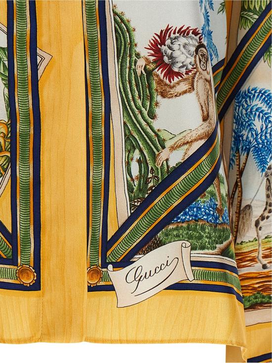 26SS 구찌 블라우스/셔츠 실크 셔츠, 셔츠와 블라우스, 멀티컬러 - GUCCI