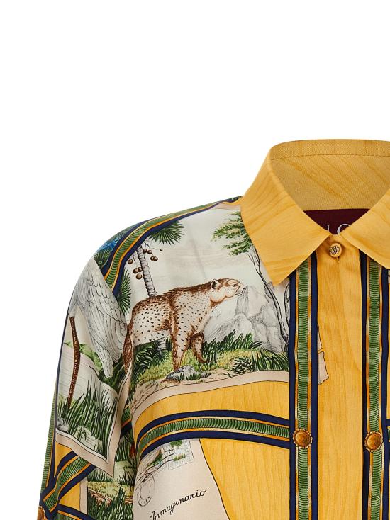26SS 구찌 블라우스/셔츠 실크 셔츠, 셔츠와 블라우스, 멀티컬러 - GUCCI