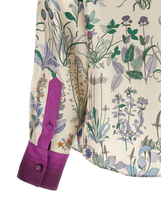 26SS 구찌 블라우스/셔츠 실크 셔츠, 셔츠와 블라우스, 멀티컬러 - GUCCI